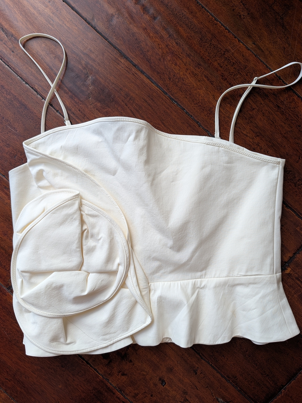 Mango Cream Strapless Peplum Cami with Removable Cups